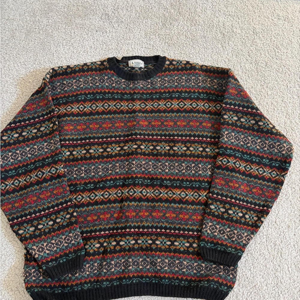 LL Bean Men's Wool Patterned Sweater